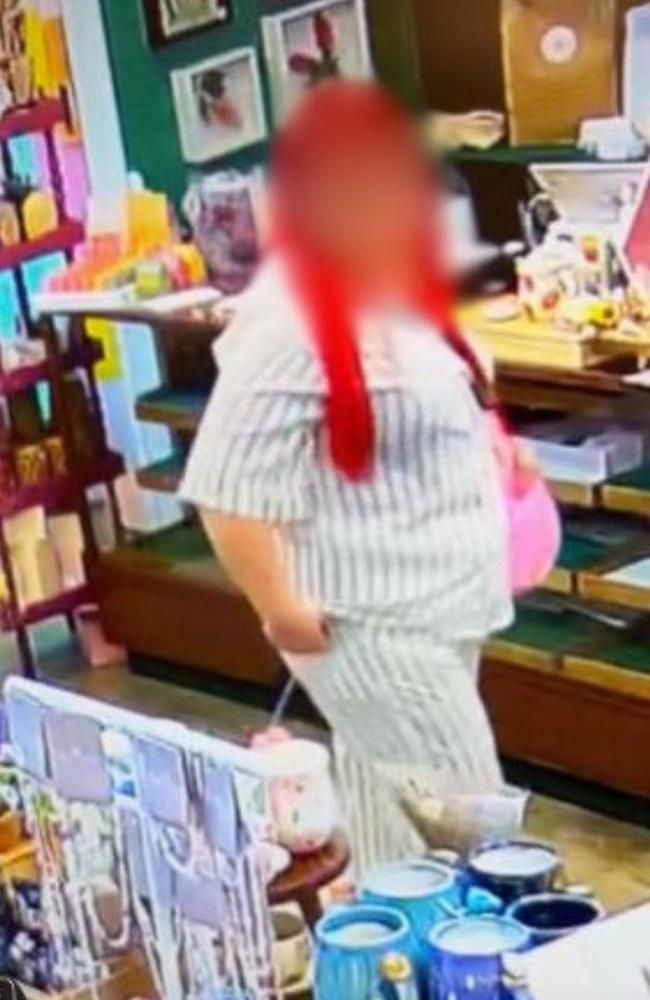 CCTV footage of the woman who allegedly stole $955 worth of goods from Renegade Handmade in Otto's Market Warrina complex.