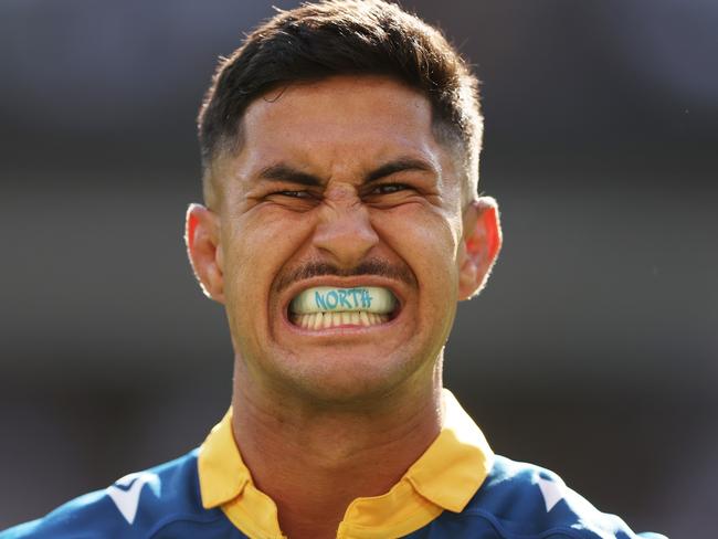 SYDNEY, AUSTRALIA - APRIL 01:  Dylan Brown of the Eels looks on during the round four NRL match between Parramatta Eels and Wests Tigers at CommBank Stadium, on April 01, 2024, in Sydney, Australia. (Photo by Matt King/Getty Images)