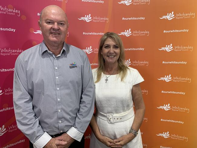 Whitsunday Regional Council Deputy Mayor Gary Simpson with Mayor Julie Hall on September 14 at council chambers in Proserpine. Picture: Duncan Evans