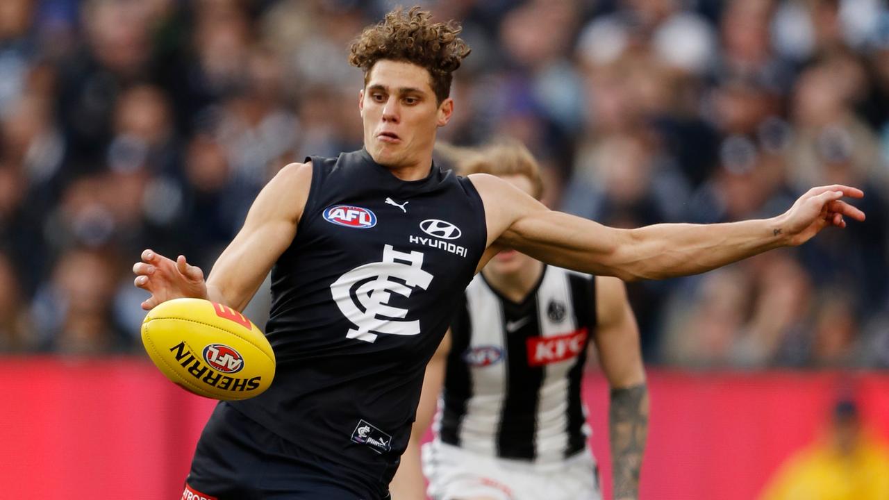 Charlie Curnow kicked 2.5 against the Magpies. Picture: Dylan Burns/AFL Photos