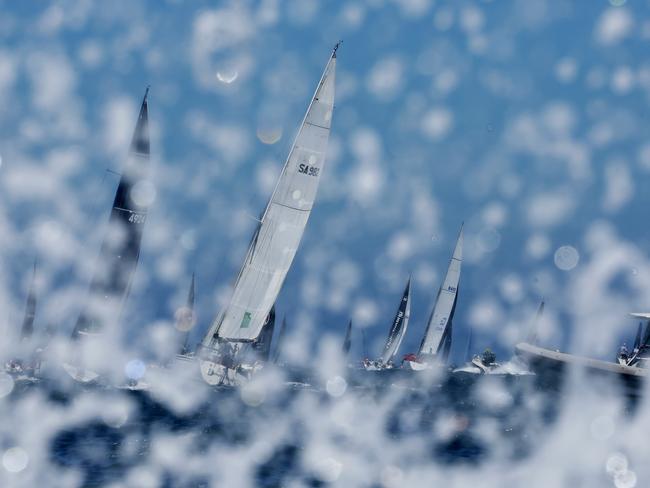 SYDNEY, AUSTRALIA - DECEMBER 26: The Fleet sails south out of the Sydney Heads during the 2022 Sydney to Hobart on Sydney Harbour, on December 26, 2022 in Sydney, Australia. (Photo by Mark Evans/Getty Images)