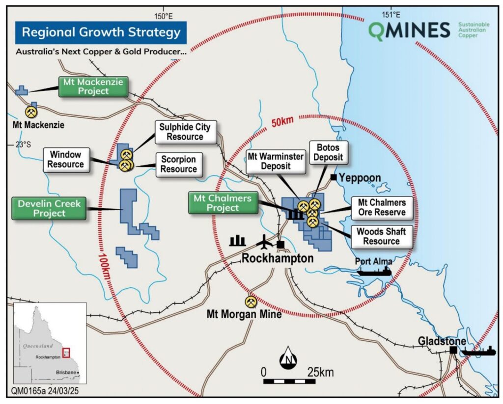 Location and Infrastructure at Mt Chalmers, Develin Creek and proposed Mt Mackenzie acquisition. Pic: QML