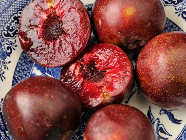 Perfectly baked plums.