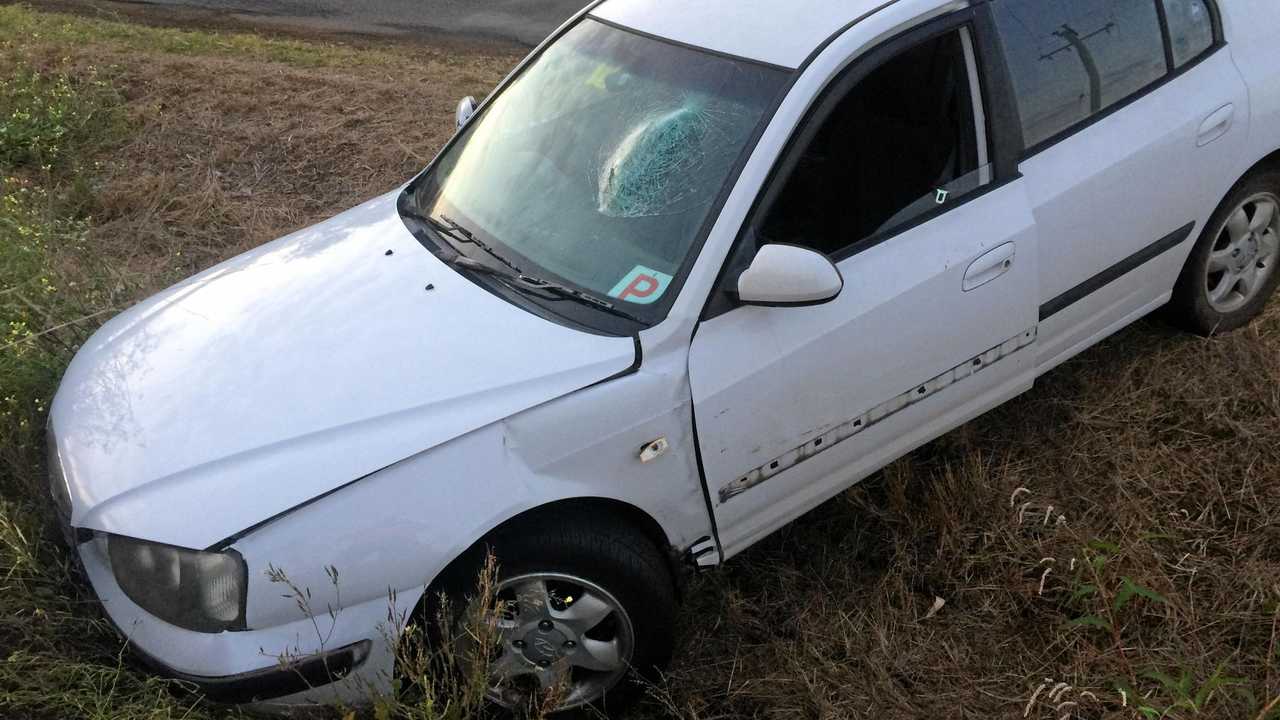 CRASH: A vehicle has ended up in a ditch in Bargara after the driver failed to turn into Wessells Rd from Seaview Rd. Picture: Contributed