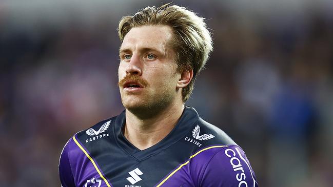 MELBOURNE, AUSTRALIA - SEPTEMBER 10: Cameron Munster of the Storm looks on during the NRL Elimination Final match between the Melbourne Storm and the Canberra Raiders at AAMI Park on September 10, 2022 in Melbourne, Australia. (Photo by Daniel Pockett/Getty Images)