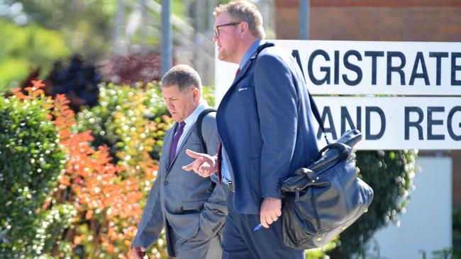 CONVICTED: Douglas John Wieland (left) and solicitor Chris Anderson leave Gympie Magistrates Court yesterday. Picture: Scott Kovacevic