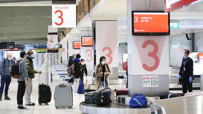 Passengers from Melbourne were able to leave Sydney Airport on Tuesday without being checked by authorities. Picture: Richard Dobson