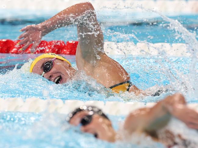 NCA. PARIS FRANCE 2024 OLYMPIC GAMES. July 27 - Day1ÃAriarne Titmus wins gold during the Final of the WomenÃs 400m Freestyle at the Paris La Defense Arena  Picture: Adam Head