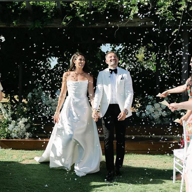 Stephanie Rice marries Mark Lassey at Sandleford Wines in Perth. Picture: Novare Weddings