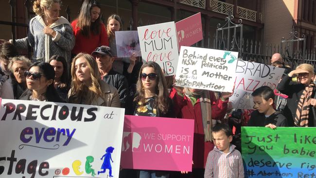 Pro-life protesters rally outside NSW parliament. Picture: Danielle Le Messurier