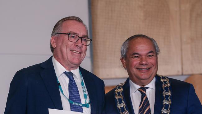 Councillor Peter Young with Mayor Tom Tate. Picture: Glenn Campbell