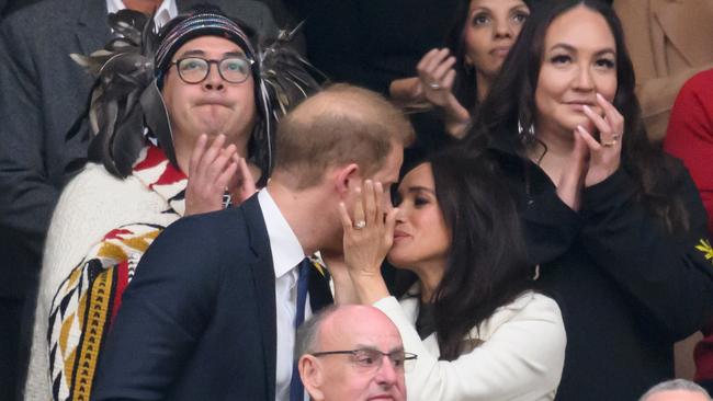 VANCOUVER, BRITISH COLUMBIA - FEBRUARY 08: Prince Harry, Duke of Sussex and Meghan, Duchess of Sussex during the opening ceremony of the 2025 Invictus Games at BC Place on February 08, 2025 in Vancouver, British Columbia, Canada. (Photo by Karwai Tang/WireImage)