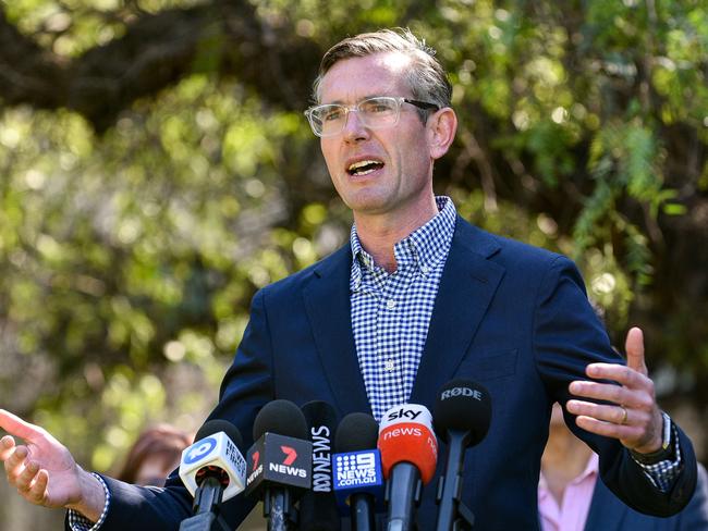 SYDNEY, AUSTRALIA - NewsWire Photos , October 17, 2021:NSW Premier Dominic Perrottet speaks to the media during a press conference in Parramatta. Picture: NCA NewsWire / Flavio Brancaleone