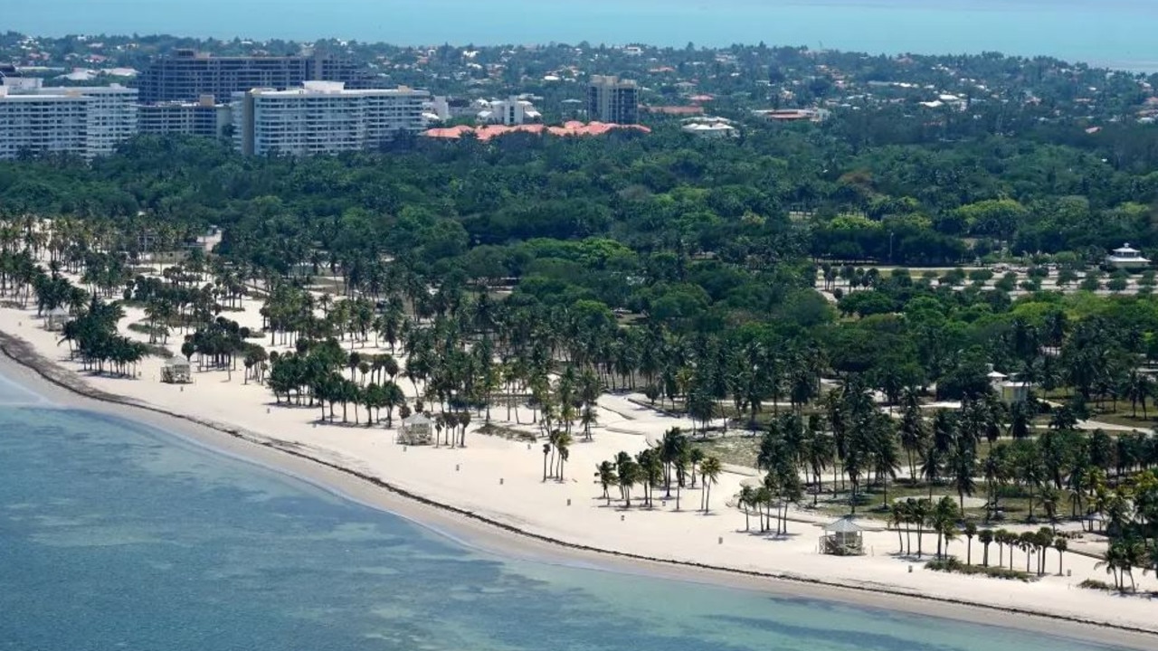 Aerial view of an empty Crandon Park in Key Biscayne, Florida. Picture: Getty