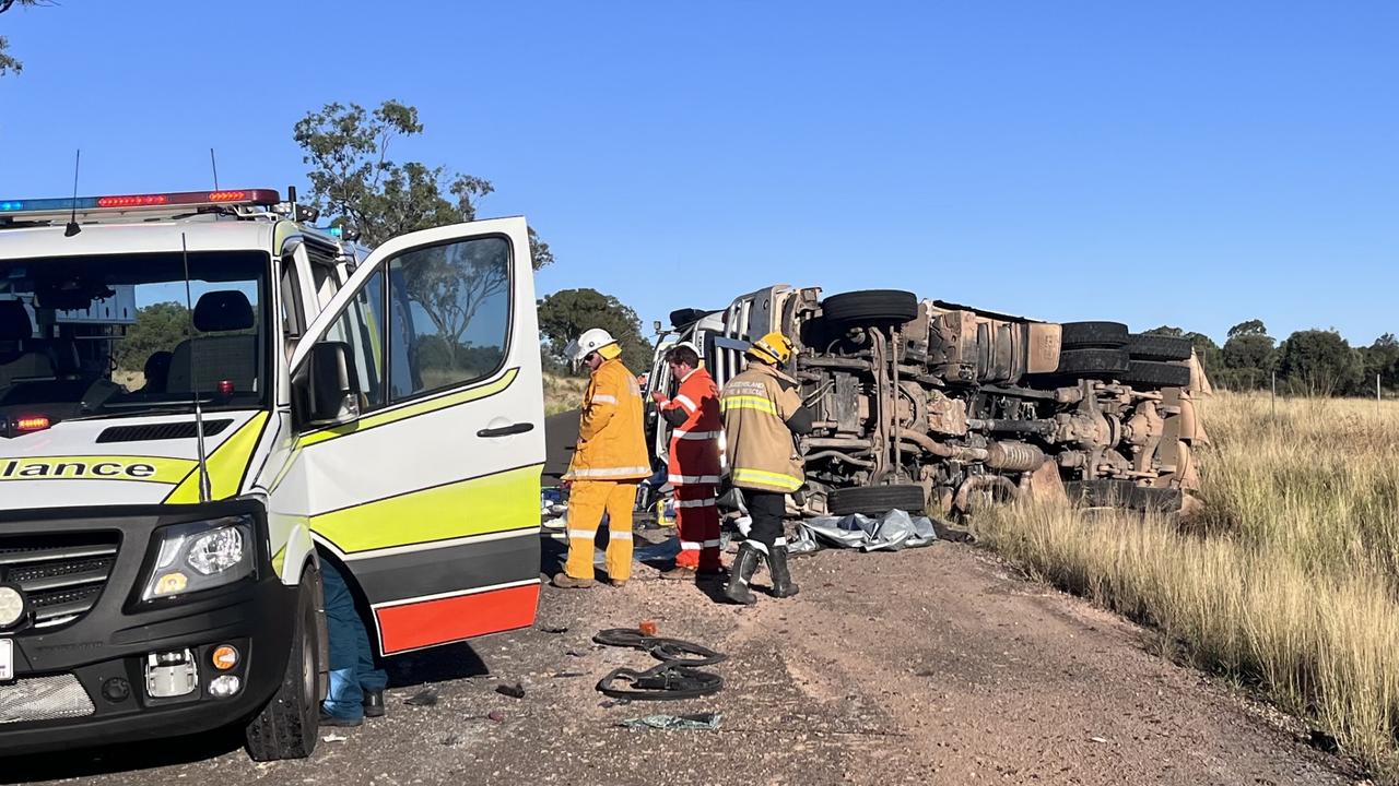 Truck driver suffers life-threatening head injury in serious rollover