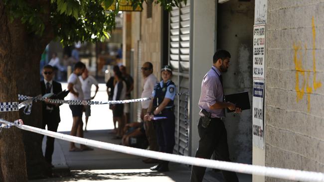 The scene outside the Auburn shopping centre where Leila was stabbed to death.