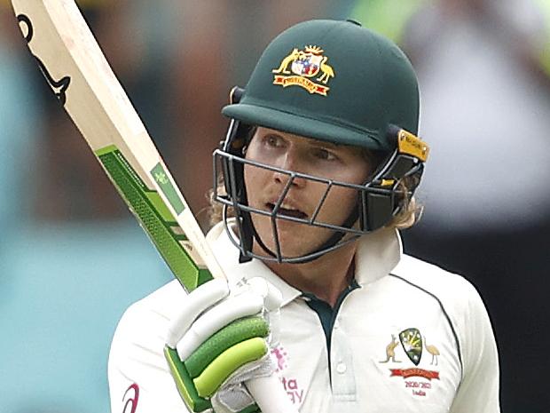 Australia's Will Pucovski acknowledges his fifty during Day 1 of the Test match between Australia and India at the SCG. Picture. Phil Hillyard