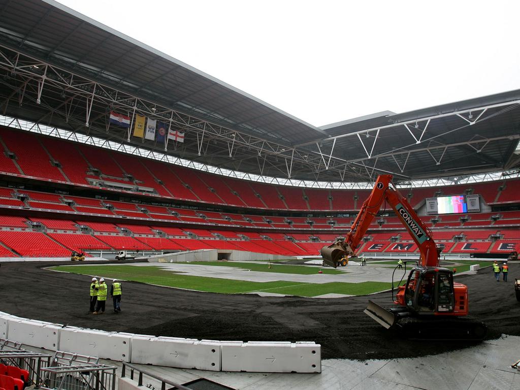 Race of Champions track being built at London's Wembley Stadium. Photo: Supplied, ROC