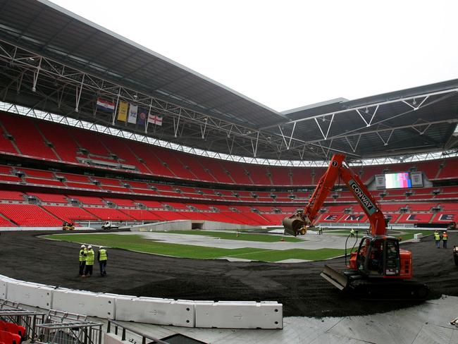 Race of Champions track being built at London's Wembley Stadium. Photo: Supplied, ROC