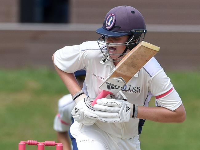 The Southport School captain Jack Hocart bats against Brisbane Grammar School on Saturday. Picture: Steve Holland