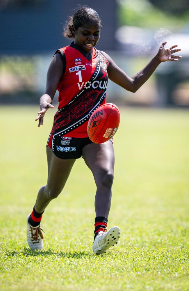 Shania Lami Lami playing for the Palmerston Magpies in the 2024-25 NTFL season. Picture: Patch Clapp / AFLNT Media