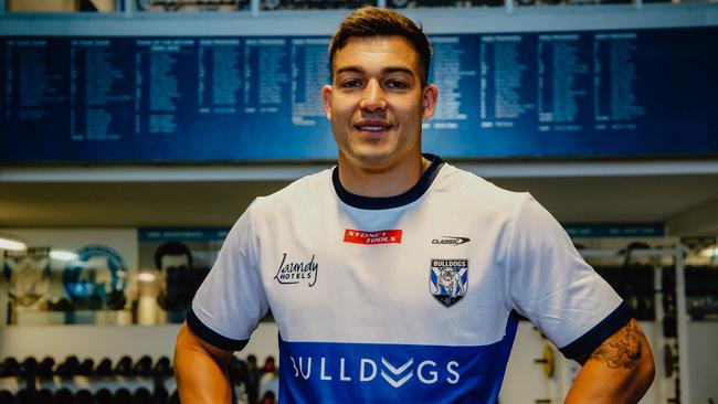 New Canterbury signing Nick Cotric was at Belmore on Monday to meet his new teammates. Picture: Bulldogs Digital