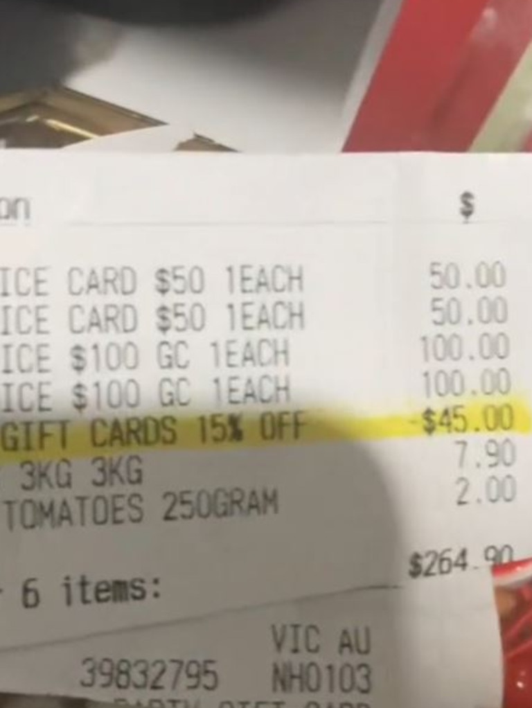 Shoppers are getting 15 per cent off TCN gift cards. Picture: TikTok/@taylor_lovinglife