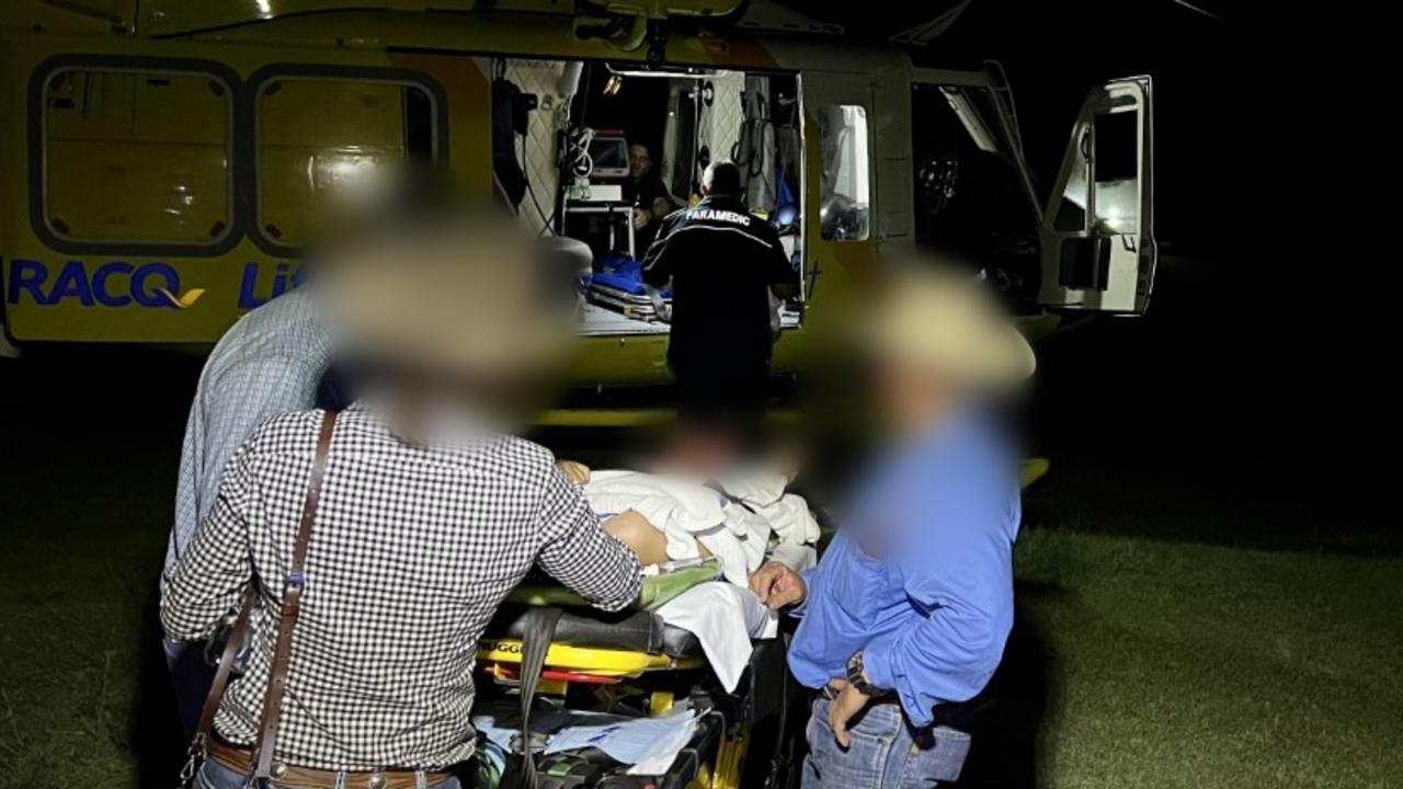 Boy airlifted to hospital after being stomped on by a bull on Saturday night, March 18, 2023. Picture: RACQ LifeFlight