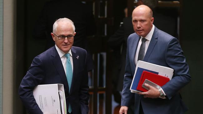 PM Malcolm Turnbull and Home Affairs Minister Peter Dutton. Picture: Kym Smith