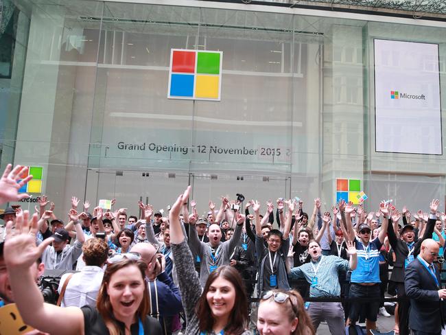 Hundreds of fans lined up outside the new Pitt Street store. Picture: Dylan Robinson