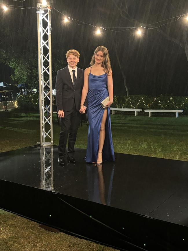 Cooper Blundell and Zoey Murray arrive at the Hervey Bay State High School formal.