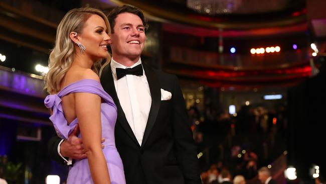 Lachie and Julie Neale at the Brownlow Medal. Picture: Kelly Defina