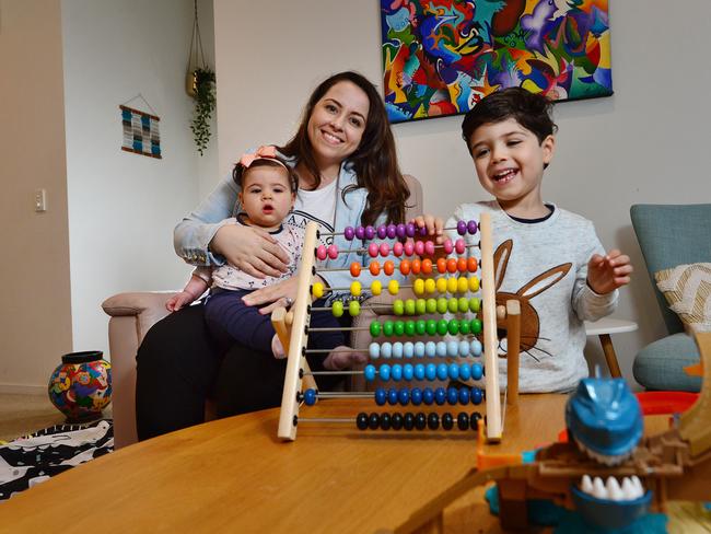 Mother-of-two Emilia Rossi said having free childcare has been a help. Picture: Nicki Connolly