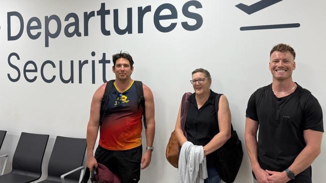 Northern Territory Fire and Emergency Services crew SSO Daniel Kenna NTFRS Katherine Station (left), Ms Lee Humphris BFNT (centre), Mr George Wilson BFNT Katherine (right) will head to Victoria to help fight major fires in the state's west.