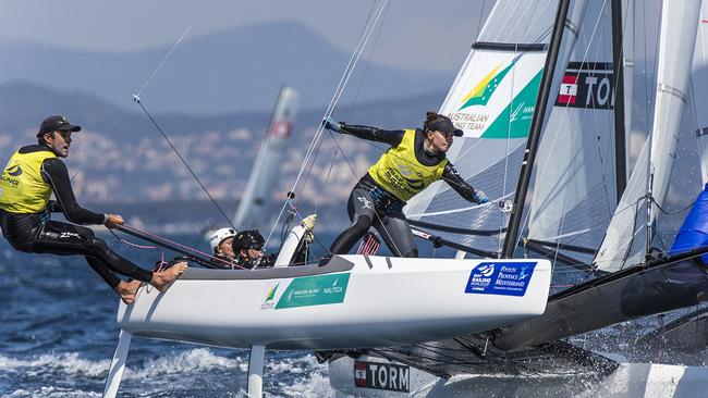 Cousins Jason Waterhouse and Lisa Darmanin racing in France last year.