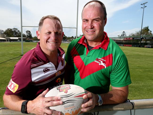 Kevin Walters and Craig Greenhill at Kougari Oval promoting All Stars Charity Match - Picture: Richard Walker