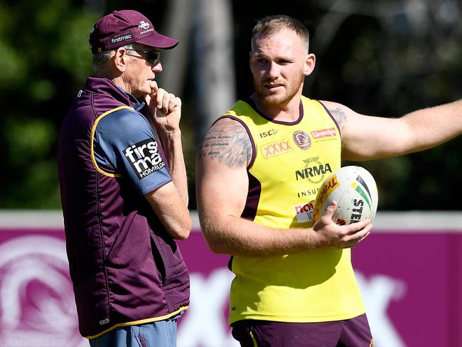 Wayne Bennett took in Matt Lodge at the Broncos. Picture: Bradley Kanaris/Getty Images