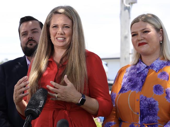 Labor Lord Mayoral candidate Tracey Price (centre) with council opposition leader Jared Cassidy and Morningside ward councillor Lucy Collier