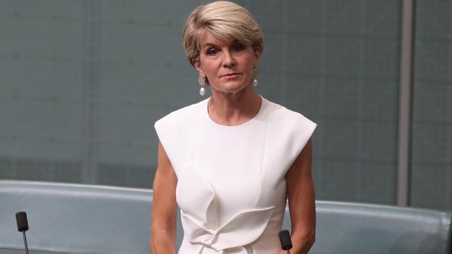 Julie Bishop announces her resignation from politics. Picture: Kym Smith