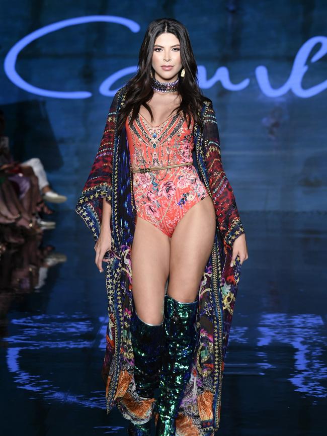 A model walks the runway at the Camilla Show. Photo: Arun Nevader/Getty Images