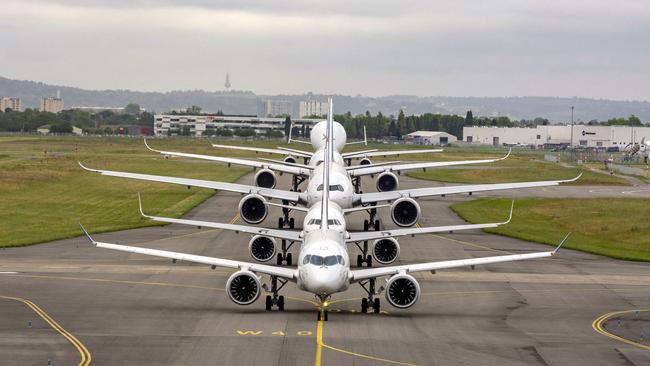 Airbus airplanes on the tarmac in Toulouse. Picture: AFP