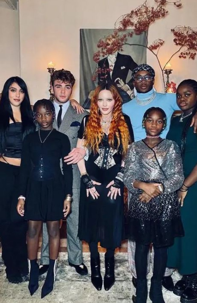 Madonna and children — Lourdes “Lola” Leon, 26, Rocco Ritchie, 22, David Banda, 17, Mercy James, 16, and twin daughters Stelle and Estere, 10. Picture: Instagram/@madonna