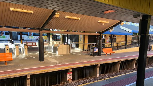 The Noarlunga Centre Interchange / Railway Station with Seaford train. Picture: Ashleigh Pisani