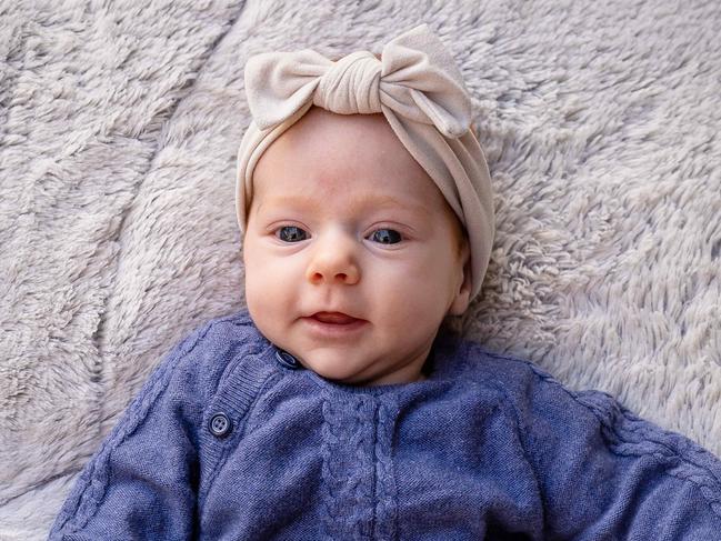 Victoria Holman  with her new baby, Blair, 10 weeks, for a story about how Blair could be Victoria's seven millionth person, according to population statistics photographed in Taylors Lakes. Picture: Jason Edwards