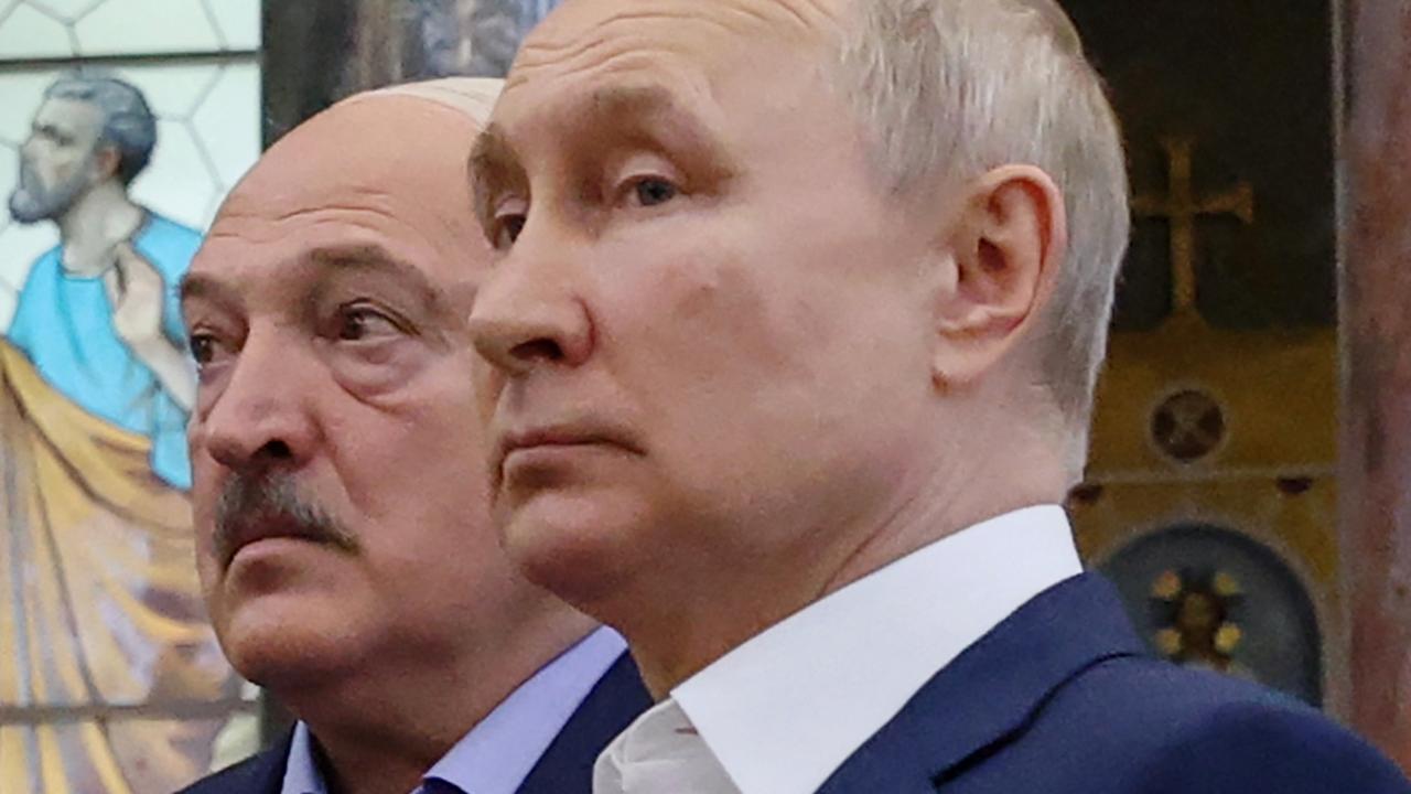 Russia's President Vladimir Putin (R) and Belarus' President Alexander Lukashenko (L) are close allies. Picture: Alexandr Demyanchuk/Sputnik/AFP