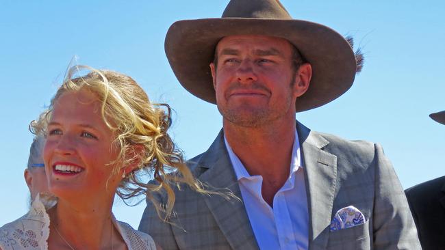 Tanja Ebert and Michael Burdon on their wedding day at Oulnina Park Station earlier this year. Picture: Supplied