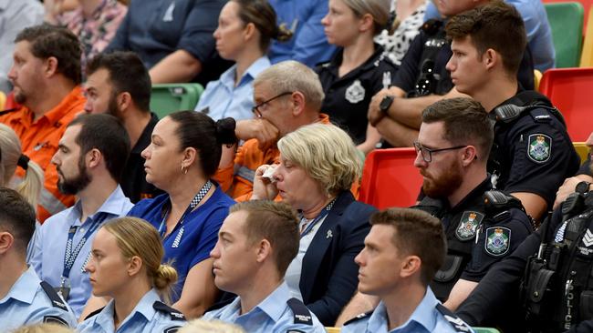 Police memorial serive fro Constable Rachel McCrow and Constable Matthew Arnold at the Townsville Stadium. Picture: Evan Morgan