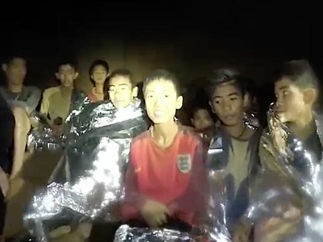 The team was found by cave divers almost ten days later, starving but in reasonable health. Picture: Thai Navy SEALs via Getty Images