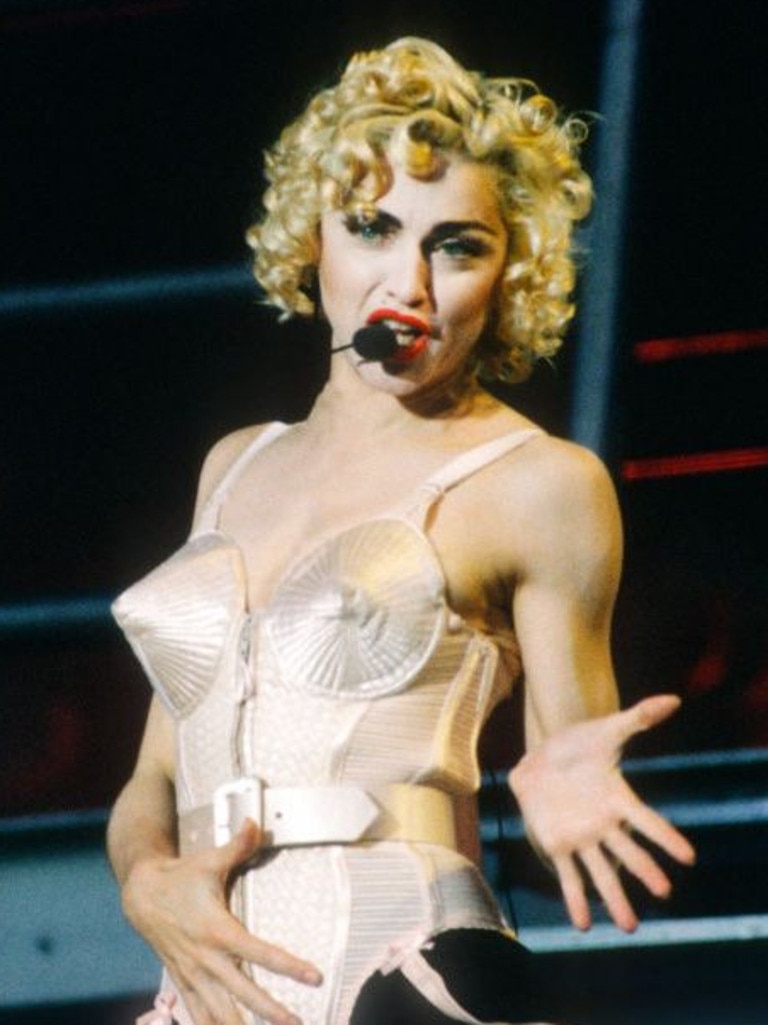 Madonna during her iconic Blonde Ambition tour in 1990. Picture: Supplied