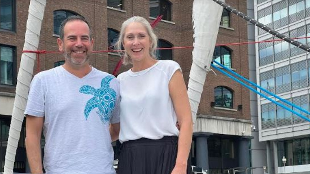 Sydney couple Jennifer and Peter Bernard quit the rat race in Sydney to sail off into the sunset and arrived four years later in London after circumnavigating half the globe. Picture: Supplied